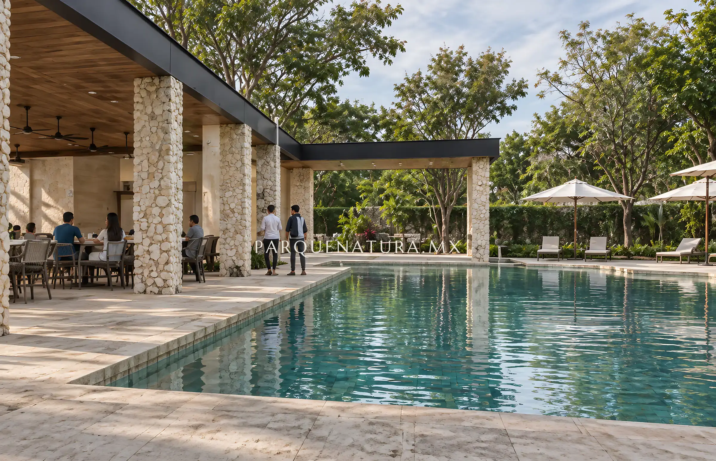 Alberca de la casa club de Parque Natura II, render